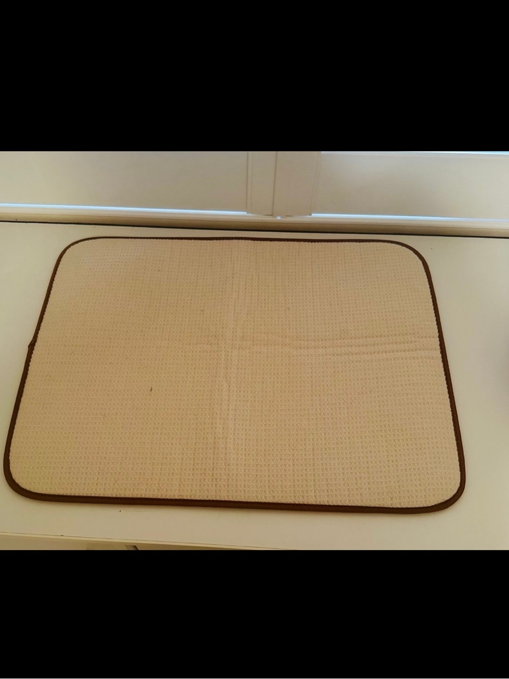 Large Beige Dish Drying Mat Kitchen Counter Absorbent Drying Pad Brown Trim